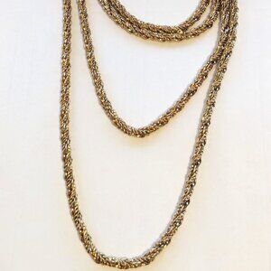 GROSSE Germany 1969 Dior Designer Gold Plated Twist Rope Chain Necklace 60"